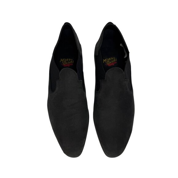 Vintage Mixed Blues Women Size 8 Black Nubuck Slip-On Loafers Comfortable Narrow - Picture 4 of 11